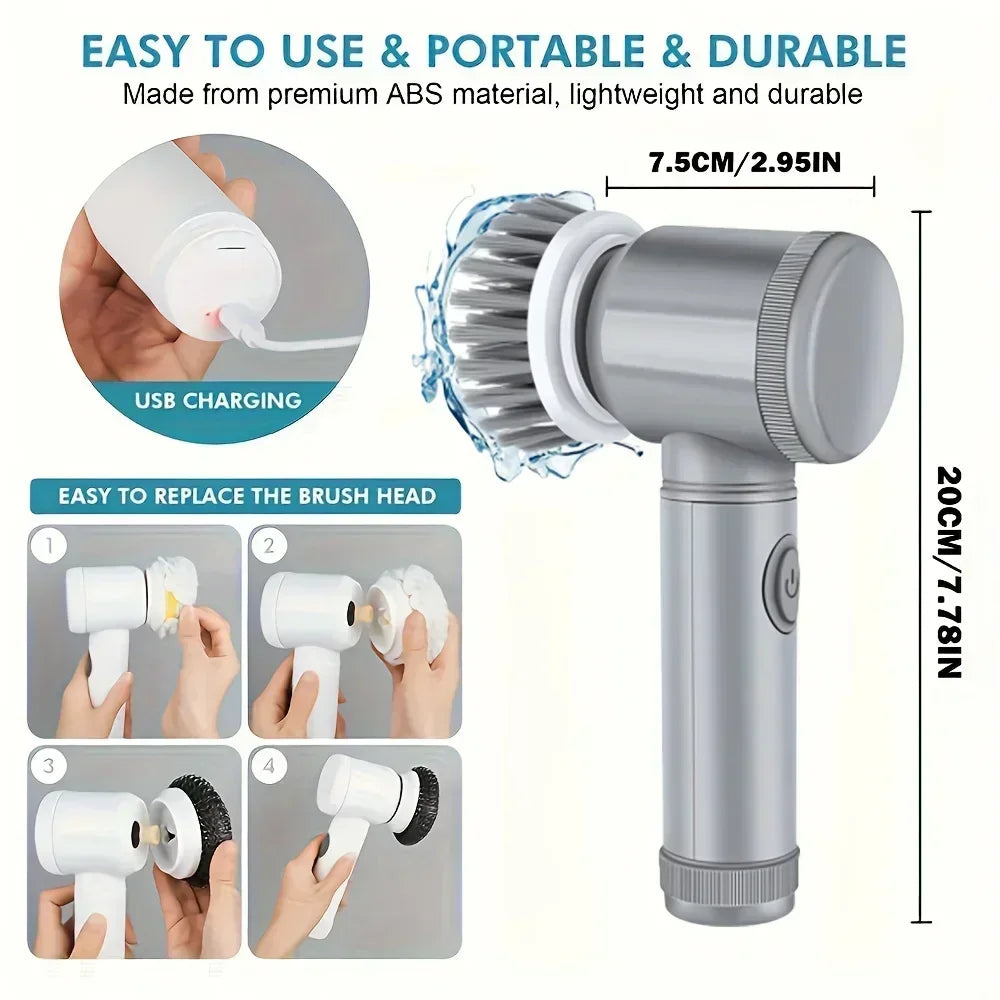 Cordless Electric Spin Scrubber (5 Brush Heads)