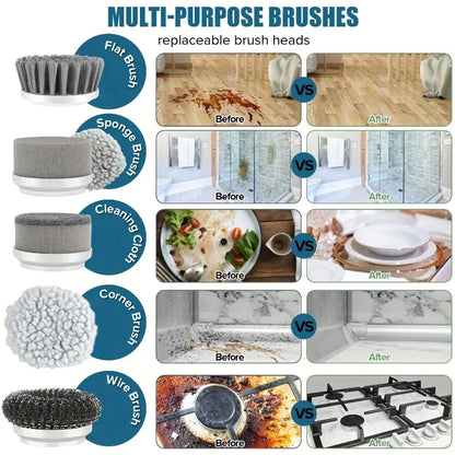 Cordless Electric Spin Scrubber (5 Brush Heads)